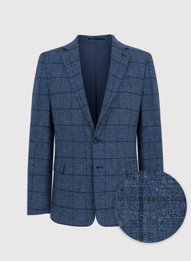 Granatowa marynarka męska w kratkę