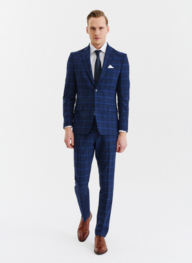 Kraciasta marynarka garniturowa z wełną