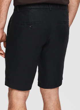 Czarne bermudy męskie z lnu