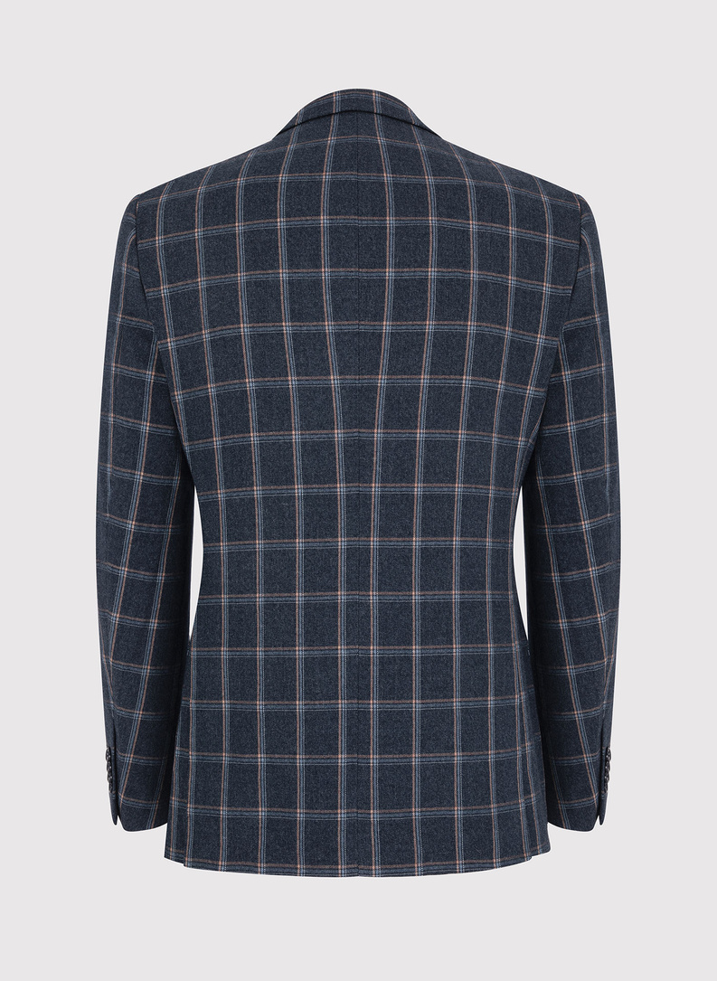 Granatowa casualowa marynarka męska w kratę