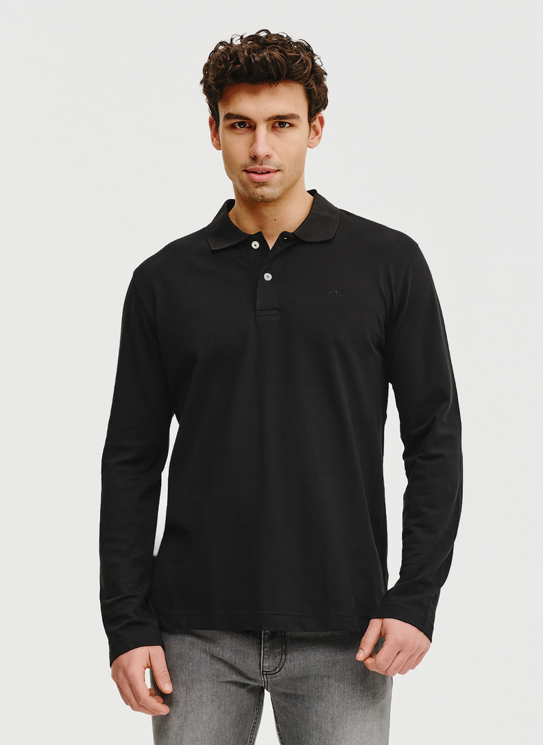 Czarne polo longsleeve