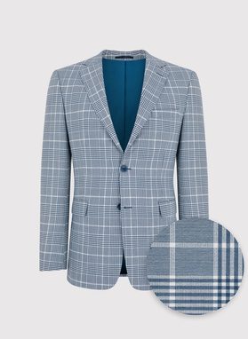 Niebieski garnitur w kratę