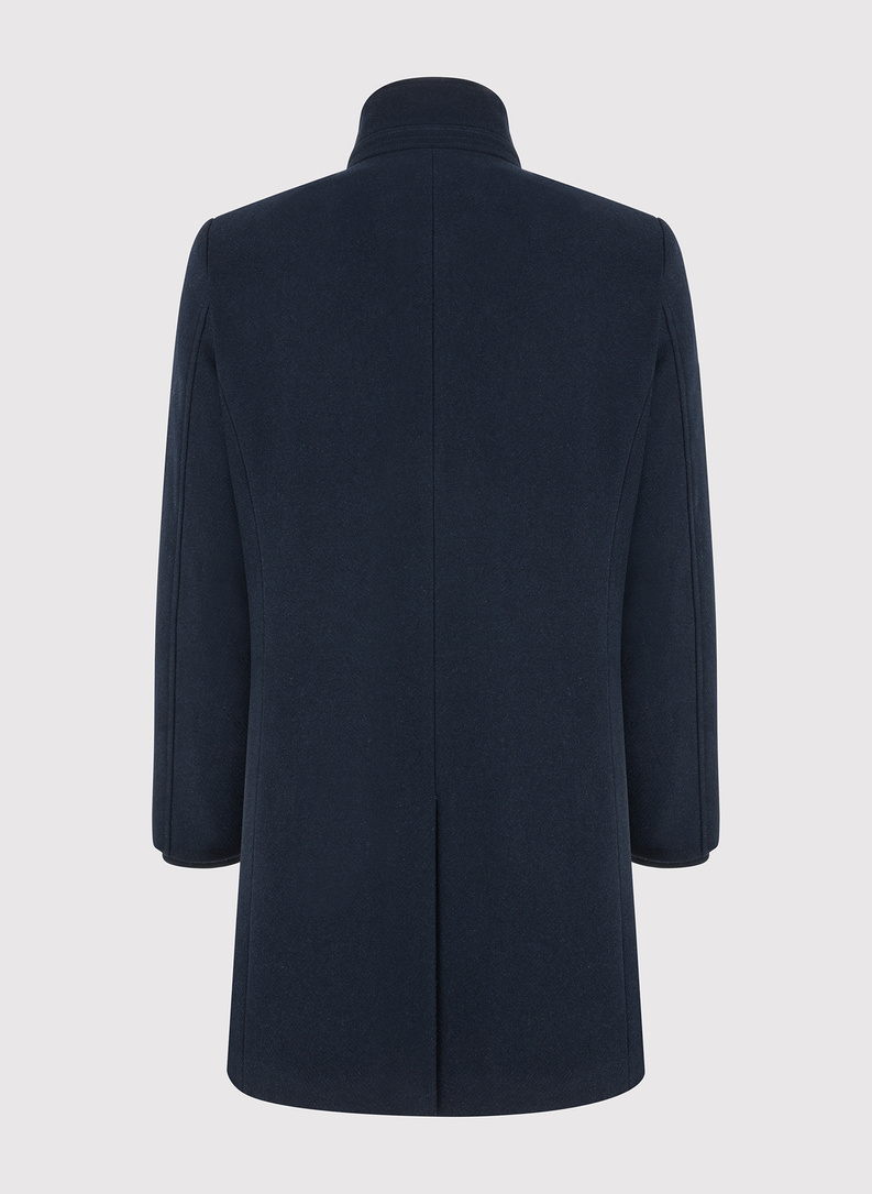 Wełniany płaszcz męski w kolorze granatowym