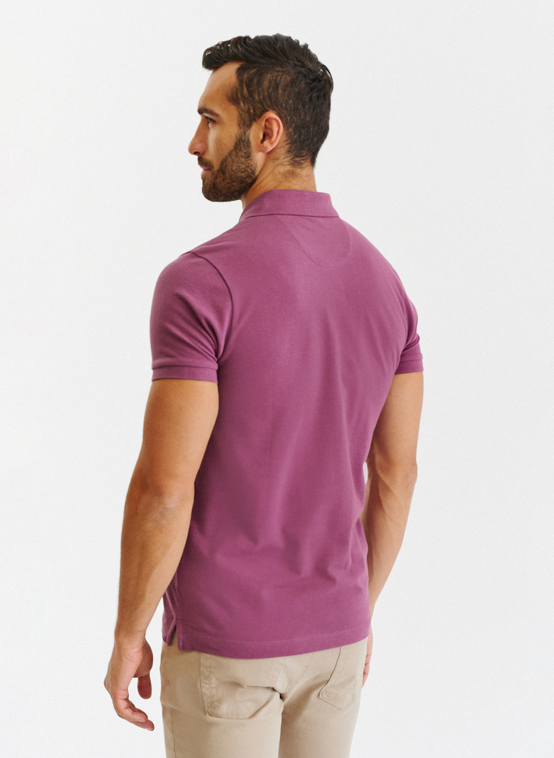Gładki T-shirt polo w kolorze fioletowym