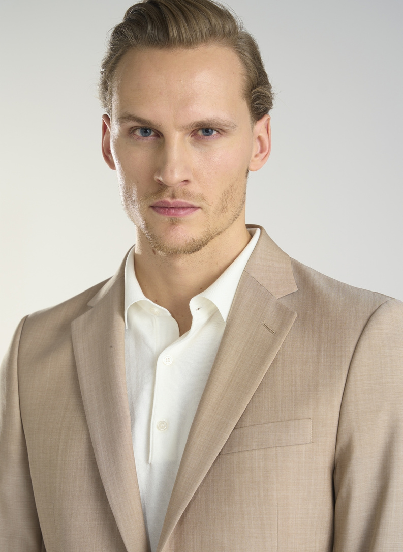 Beżowa wełniana marynarka męska