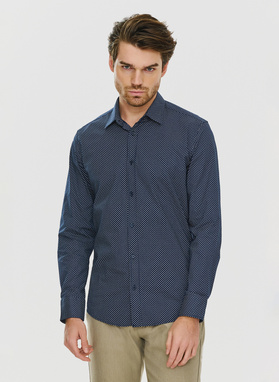 Granatowa koszula w drobny wzór 