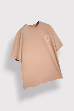 Brązowy T-shirt z krótkim rękawem oversize C21SF-TX-003-A