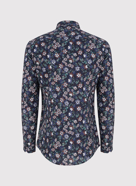 Granatowa koszula męska w kwiaty