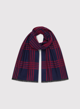 Granatowy szal męski w kratkę