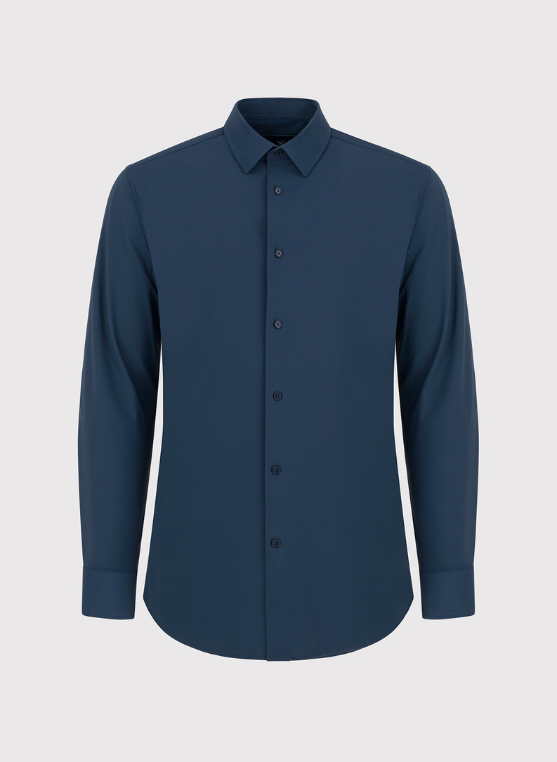 Gładka koszula męska w kolorze granatowym