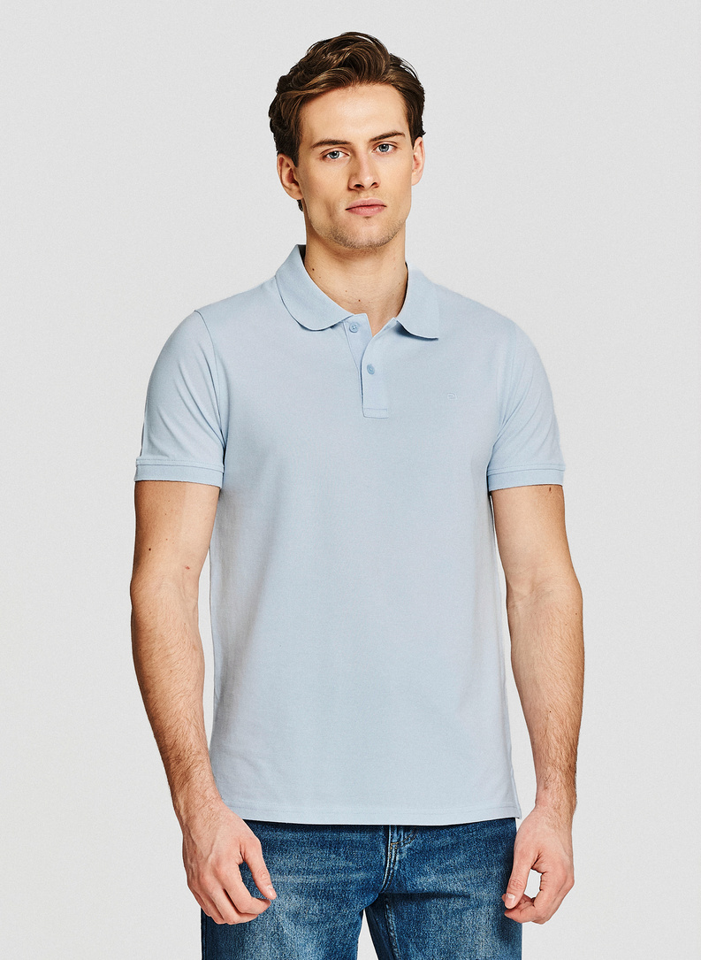 Niebieskie męskie polo z bawełny