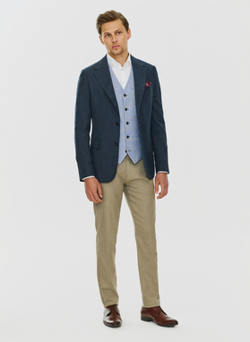 Granatowa marynarka z lnem