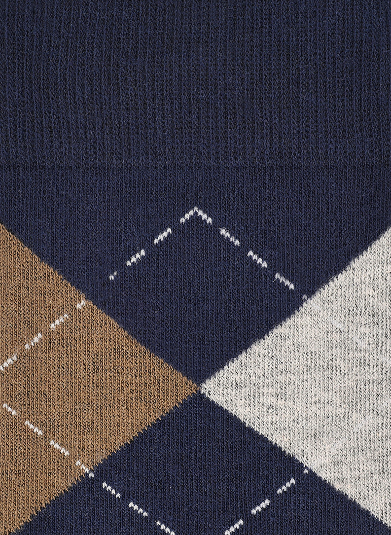 Granatowe skarpety w romby