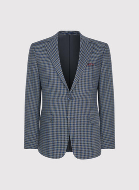 Granatowa marynarka w drobną kratę