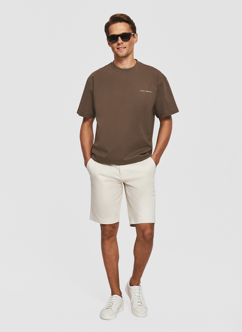 Bawełniany t-shirt oversize w kolorze brązowym