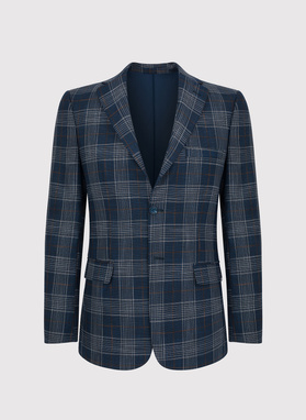 Granatowa casualowa marynarka męska w kratę 