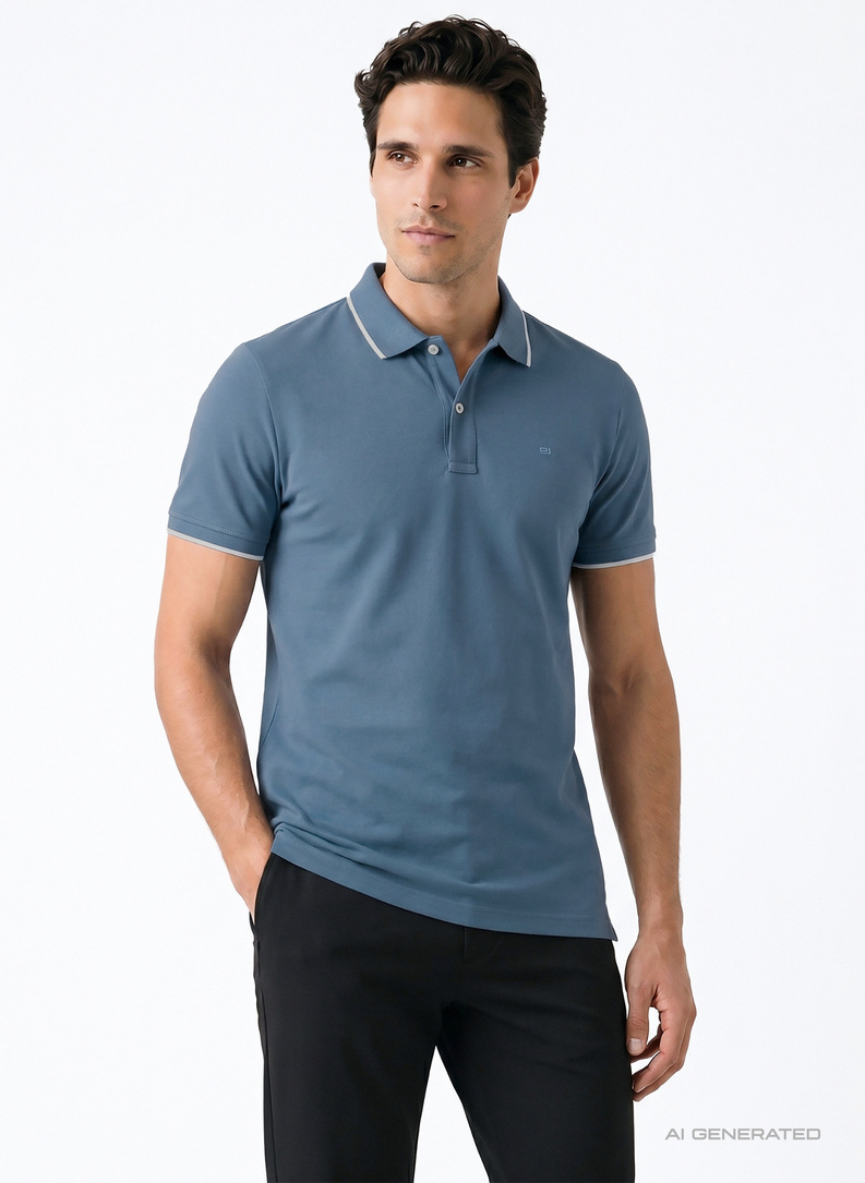 Niebieski t-shirt polo