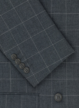 Szara dwurzędowa marynarka w kratę