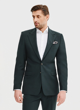 Wełniany zielony garnitur męski