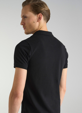 Gładki t-shirt polo w czarnym kolorze