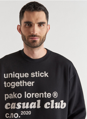 BLUZA Z OKRĄGŁYM DEKOLTEM CZARNA C20WF-2B-001-C