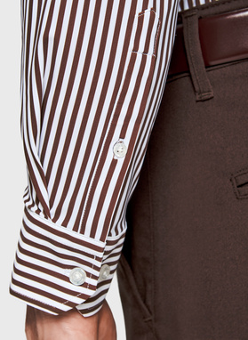 Brązowa koszula męska w prążek