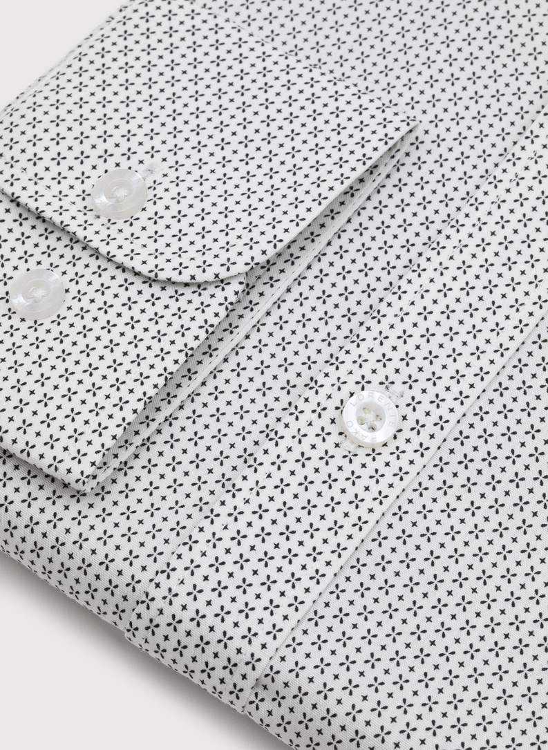 Biała koszula męska w mikrowzór