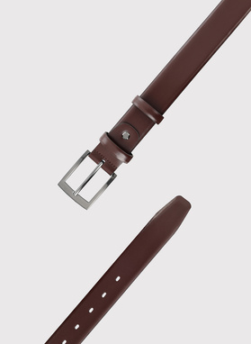 Ciemnobrązowy skórzany pasek męski