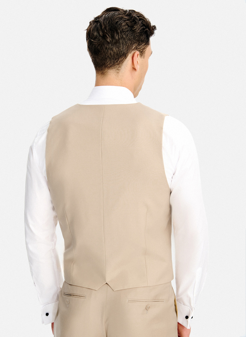 Beżowa kamizelka garniturowa z wełny