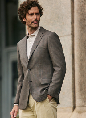 Wełniana marynarka w drobną kratę