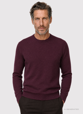 Śliwkowy sweter męski o-neck