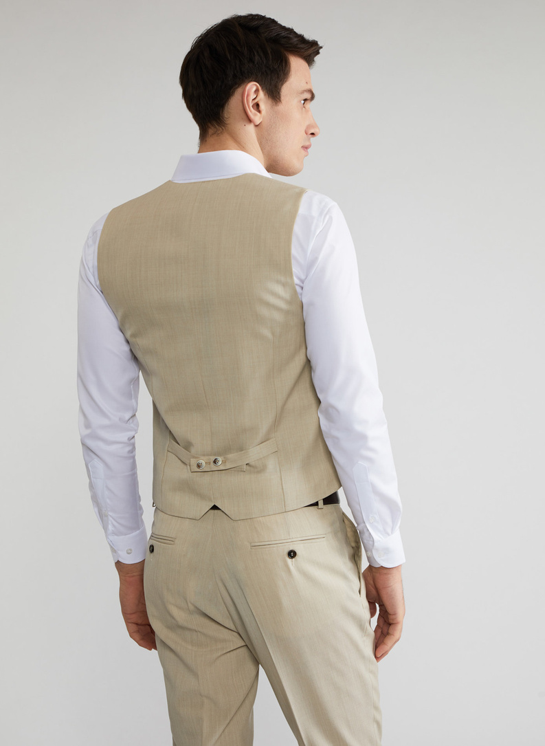 Beżowa kamizelka garniturowa P22SP-8X-009-E-S