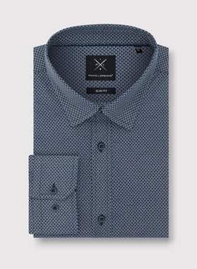 Granatowa koszula męska w geometryczny mikrowzór