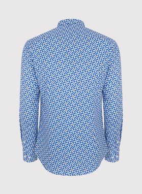 Koszula męska w biało-niebieski mikrowzór 