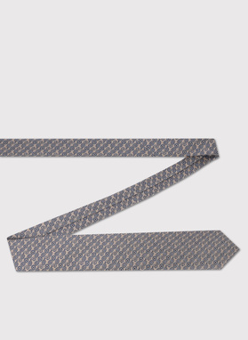 Beżowy krawat w mikrowzór