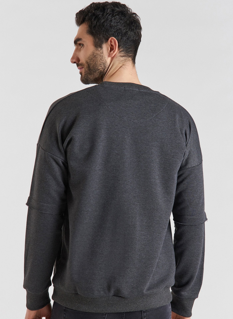 BLUZA Z OKRĄGŁYM DEKOLTEM SZARA P20WF-2B-015-S
