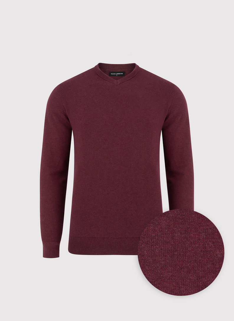 Bordowy sweter v-neck