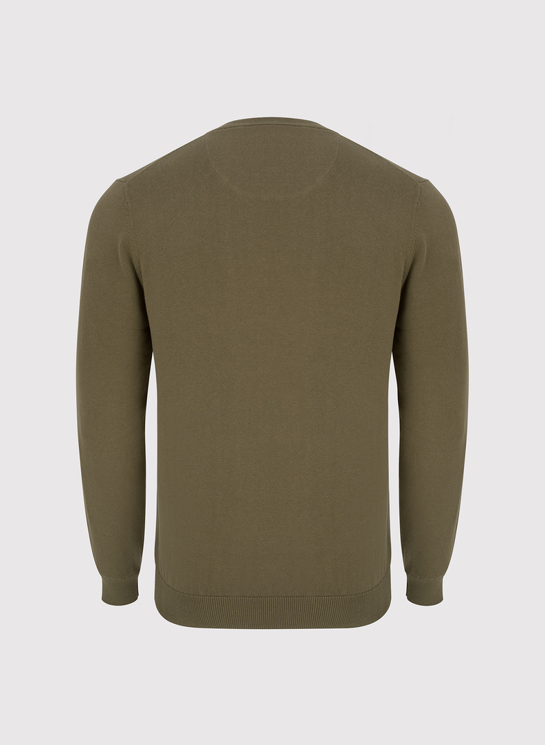 Zielony męski sweter w serek