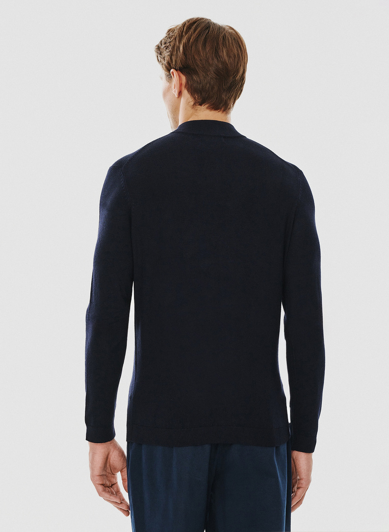 Granatowy gładki półgolf męski