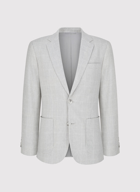 Szara marynarka casual z lnem i bawełną