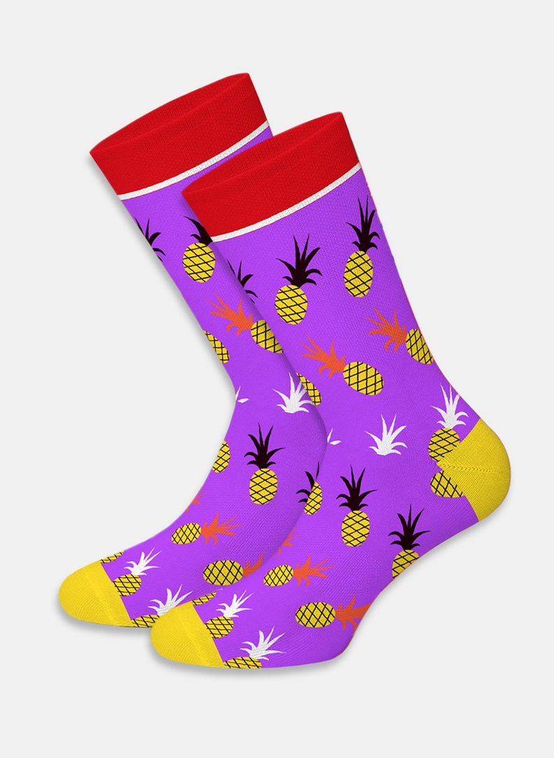 Fioletowe skarpety w ananasy D20WF-SX-024-X