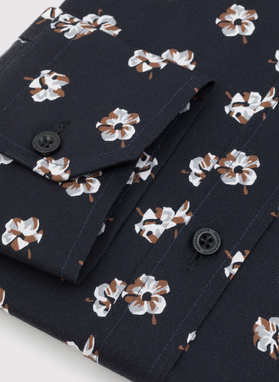 Granatowa koszula męska w wyraziste kwiaty