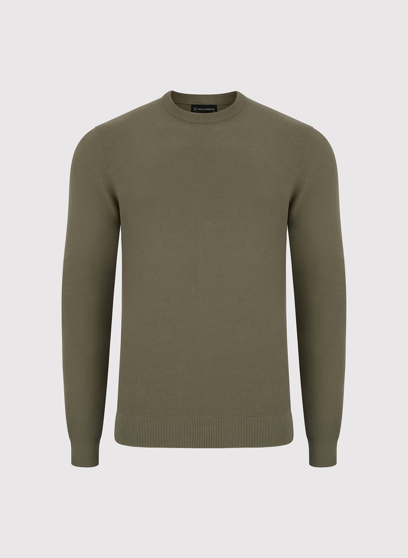 Oliwkowy sweter męski