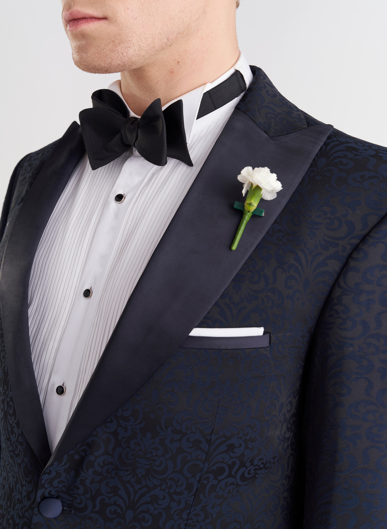 Granatowa żakardowa marynarka smokingowa 