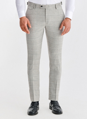 Szare spodnie garniturowe w kartkę