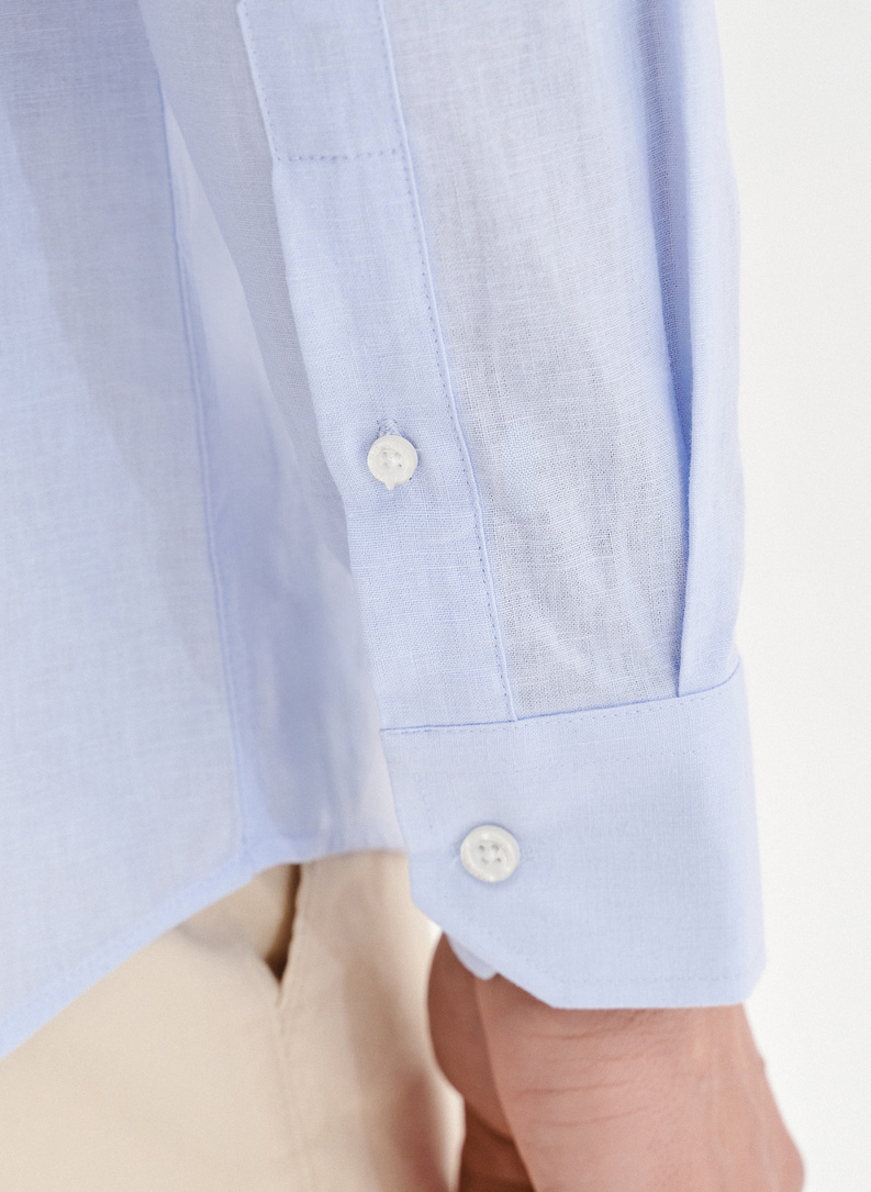 Niebieska koszula męska z lnem