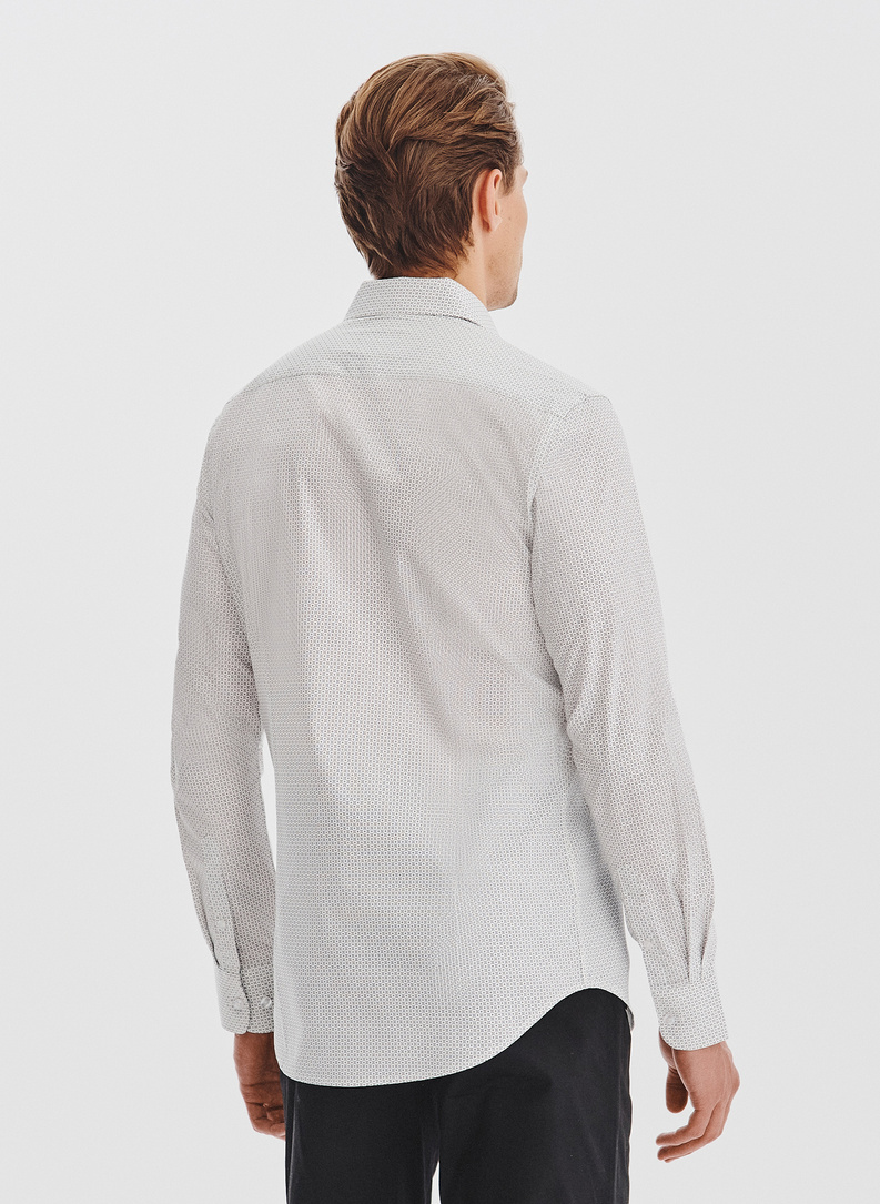 Biała koszula męska w mikrowzór
