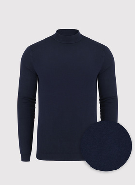 Granatowy gładki półgolf męski