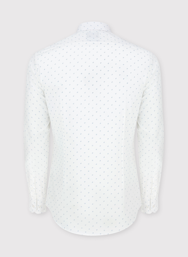 Biała koszula z długimi rękawami w mikrowzór