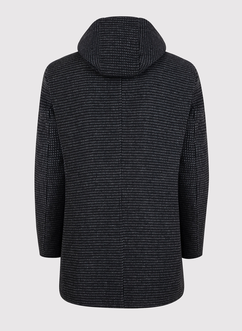 Szary płaszcz męski z odpinanym kapturem